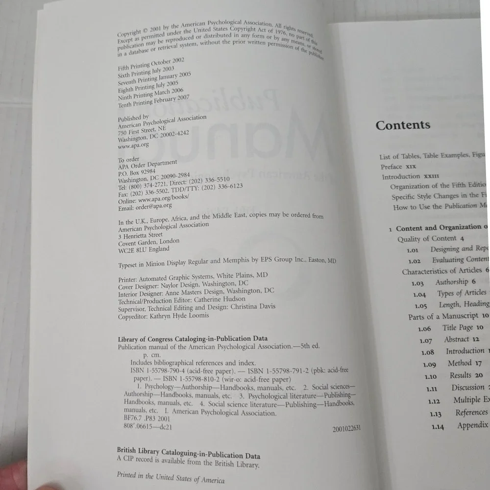 Vintage APA Publication Manual 5th Edition American Psychological Assoc USA Made